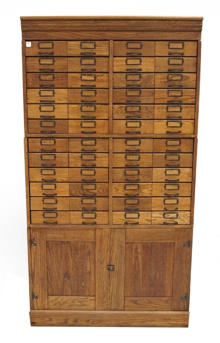 OAK OPTICIANS MULTI-DRAWER CABINET, 19TH CENTURY. (1 of 1)