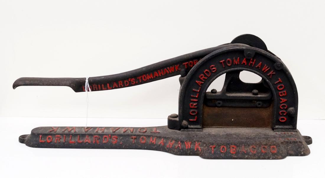 VINTAGE LORILLARD'S TOMAHAWK TOBACCO CUTTER. LENGTH 19" (1 of 2)