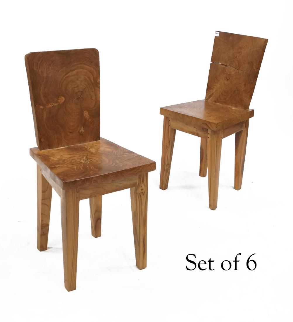 LOT (6) NAKASHIMA STYLE SLAB WOOD BUILT SIDE CHAIRS. (1 of 1)
