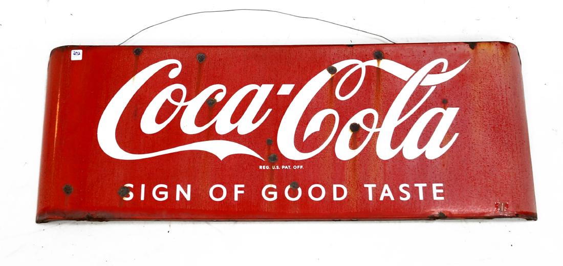 VINTAGE COCA-COLA ENAMELED STEEL FRIDGE SIGN. HEIGHT (1 of 2)