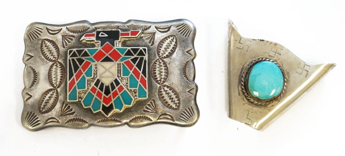 LOT (2) SOUTHWEST AMERICAN INDIAN STERLING AND ENAMEL (1 of 1)