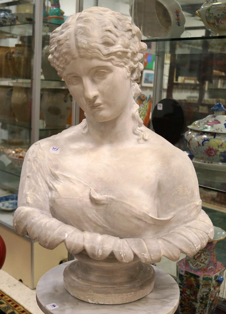 CLASSICAL STYLE CAST CERAMIC BUST OF A WOMAN. HEIGHT (1 of 1)