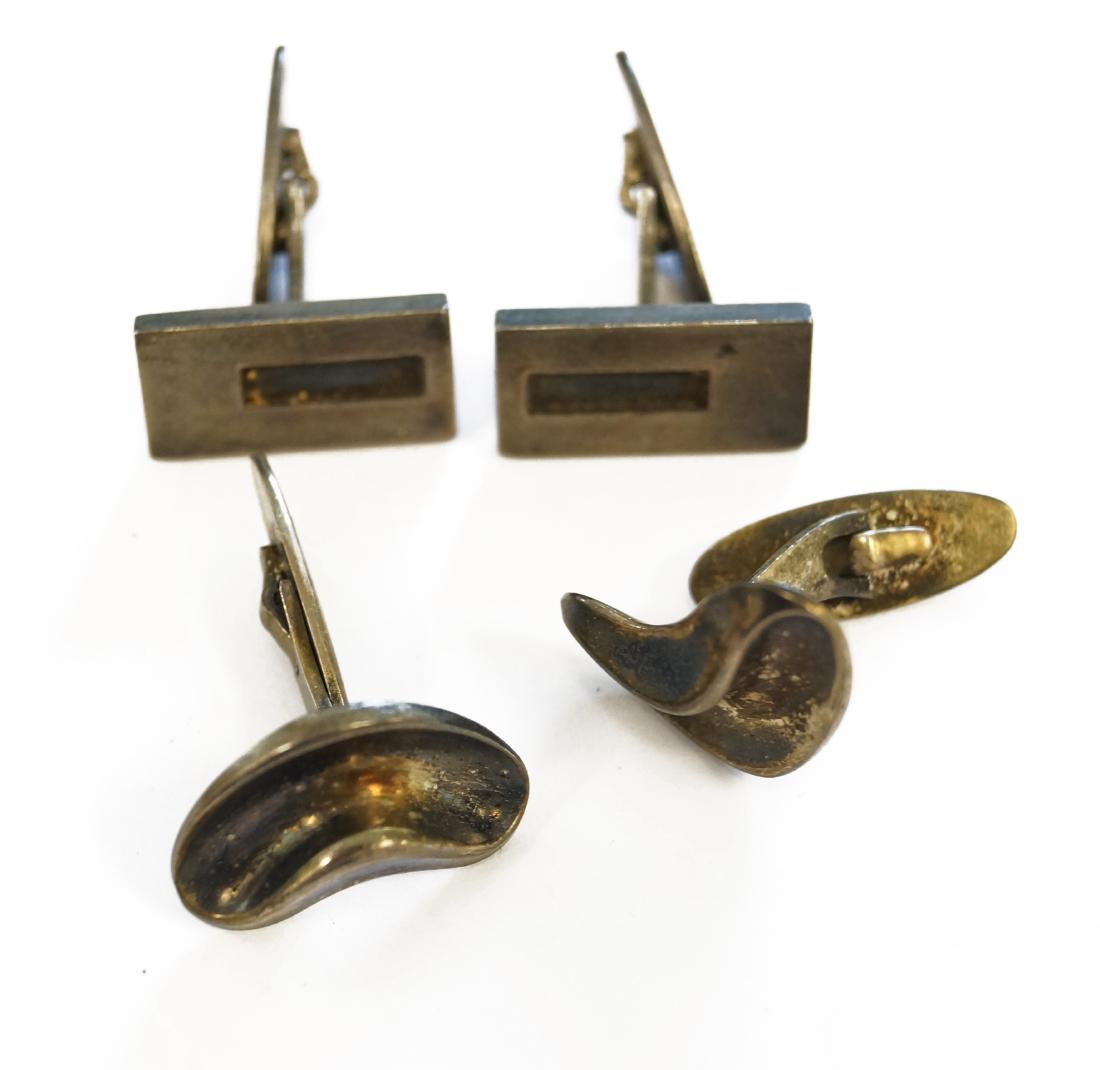 LOT (2) PAIR DANISH MODERNIST STERLING CUFFLINKS (1 of 1)