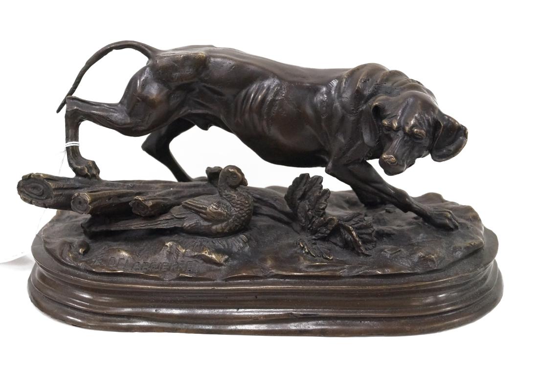 AFTER EDOUARD DELABRIERRE, BRONZE HUNTING DOG AND (1 of 2)