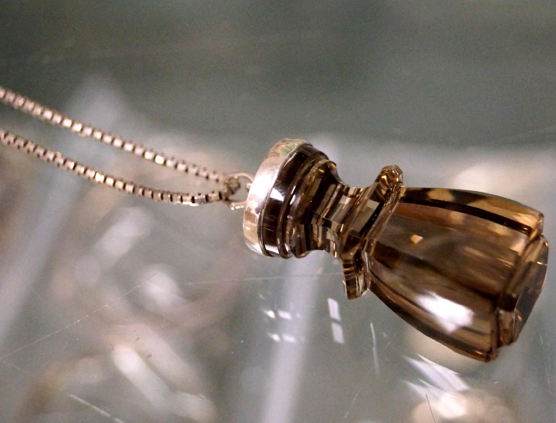 CARVED CITRINE SEAL AND SILVER PENDANT WITH 925 (1 of 2)