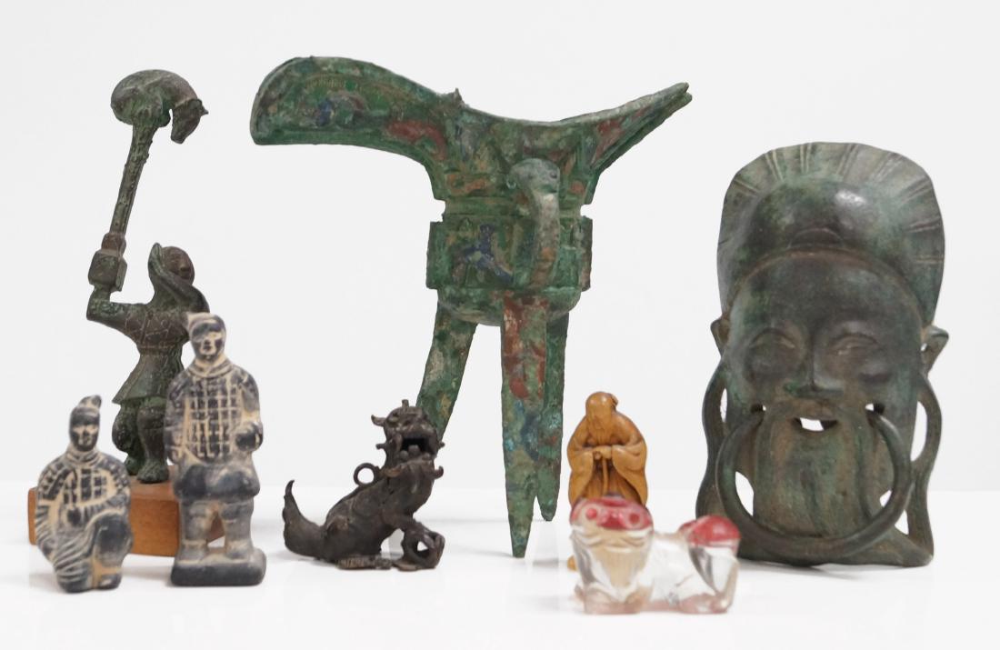 LOT ASSORTED CHINESE INCLUDING ARCHAIC STYLE BRONZE KU, (1 of 1)
