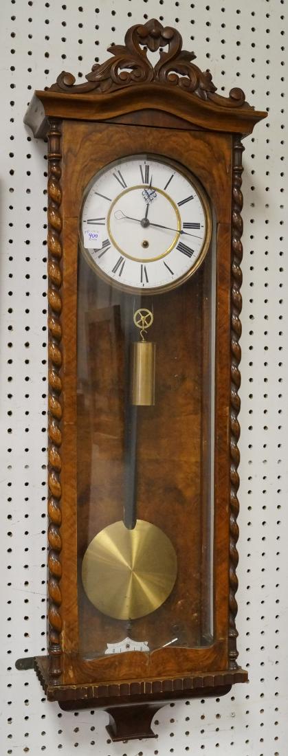 CONTINENTAL BURL WALNUT VIENNA REGULATOR WALL CLOCK, (1 of 2)