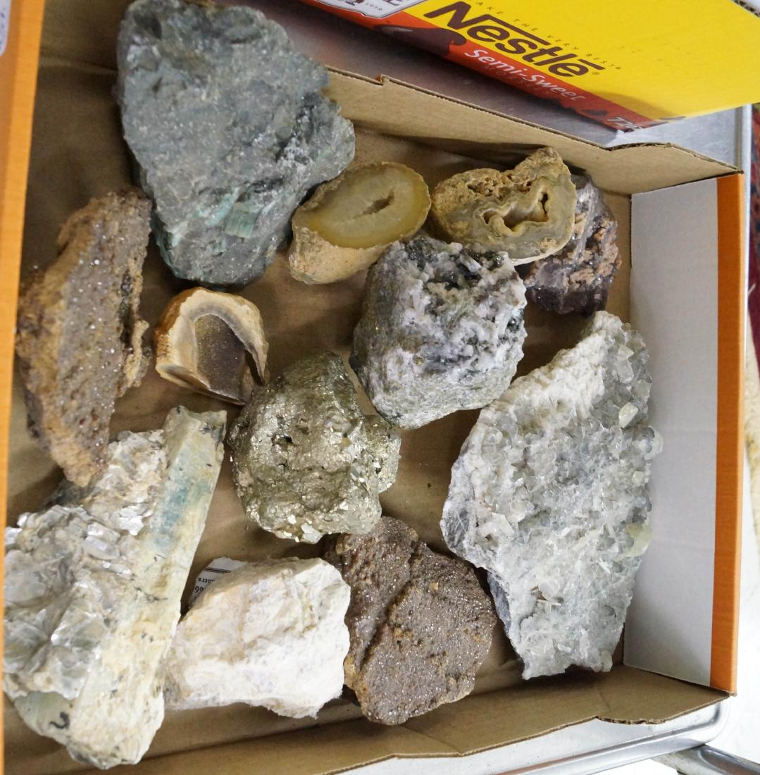 BOX LOT ASSORTED MINERALS, CRYSTALS AND POLISHED GEODES (1 of 1)