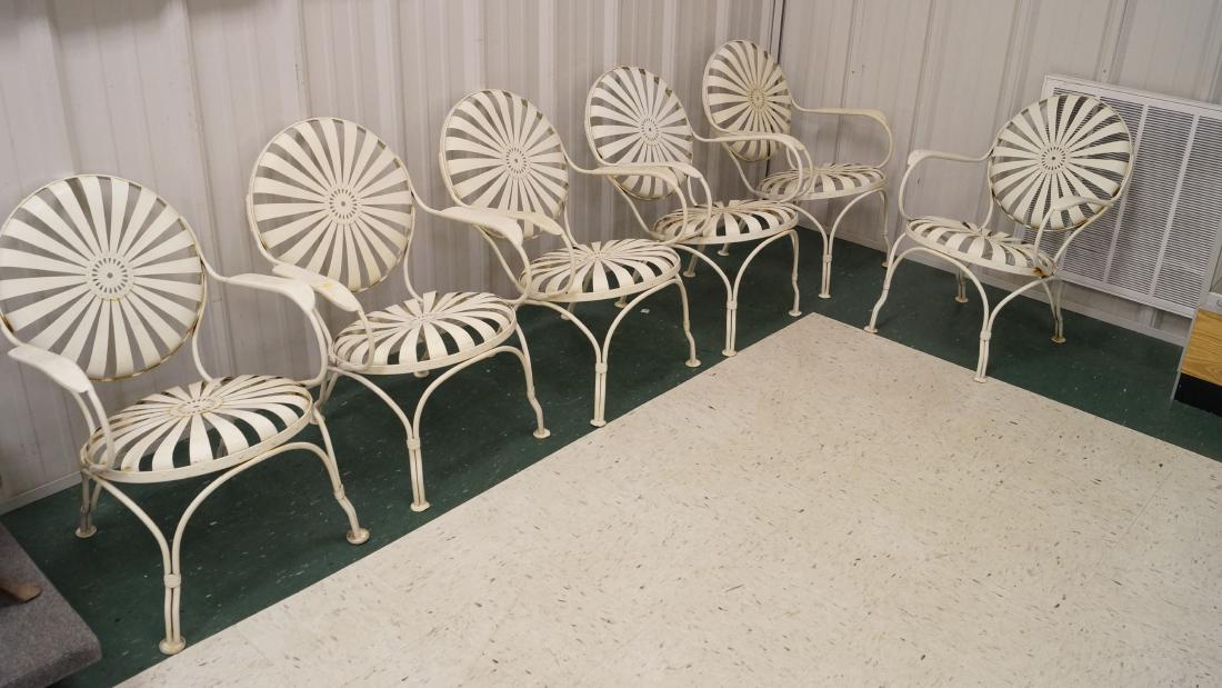SET (6) VINTAGE PAINTED SPRING STEEL PATIO ARMCHAIRS (1 of 2)
