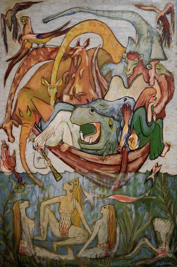 AMERICAN SCHOOL (20TH CENTURY), OIL ON MASONITE, NOAH & (1 of 2)