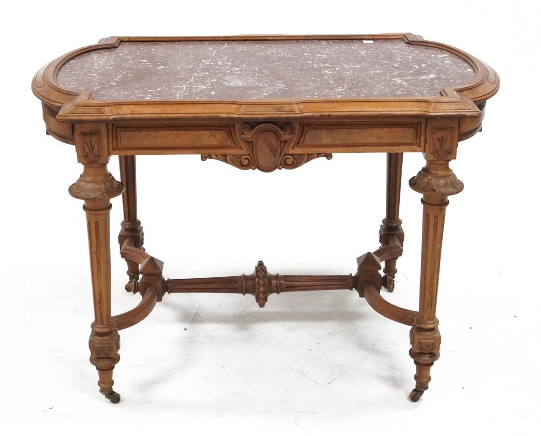 RENAISSANCE REVIVAL CARVED WALNUT AND BURL INLAID (1 of 2)