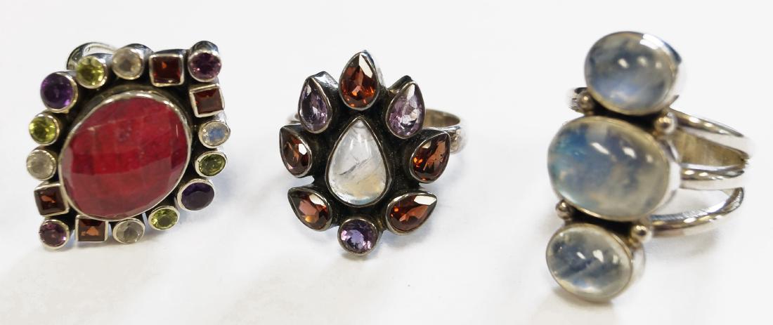 LOT (3) NICKY BUTLER STERLING AND MULTI-GEM SET RINGS (1 of 1)