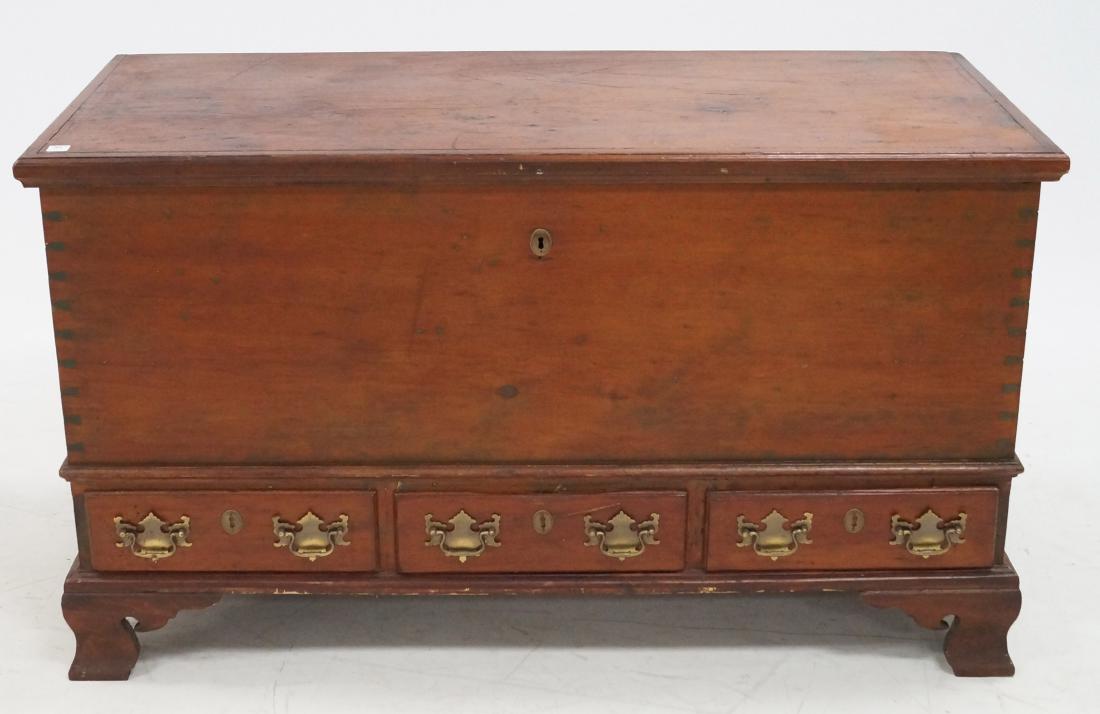CHIPPENDALE PINE BLANKET CHEST, C.1790. HEIGHT 28"; TOP (1 of 1)