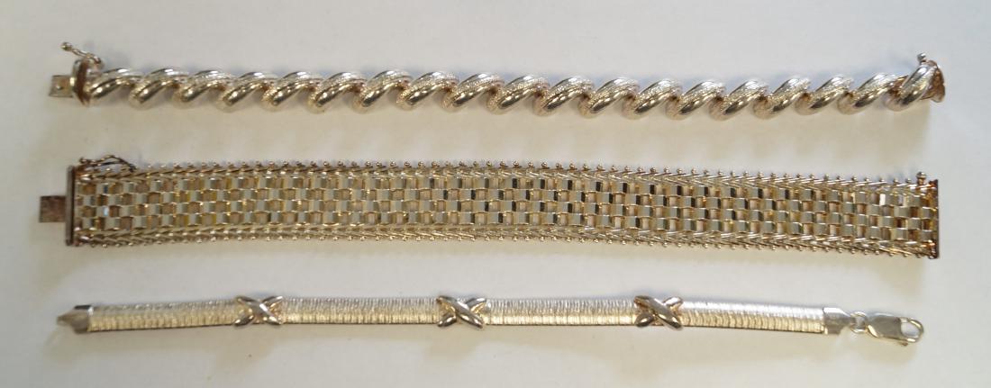 LOT (3) STERLING BRACELETS. LENGTH 7 1/4-8 1/4"; TWT (1 of 1)