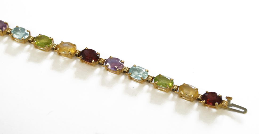 14K YELLOW GOLD OVAL-CUT GEM-SET LINE BRACELET (1 of 2)