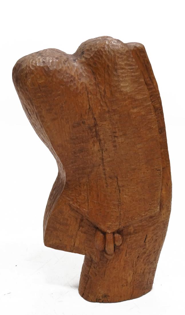 ROY SHIFRIN (AMERICAN 1937-), CARVED WOOD, ABSTRACT: ROY SHIFRIN (AMERICAN 1937-), CARVED WOOD, ABSTRACT MALE SCULPTURE. HEIGHT 26 1/2" INCLUDING VOLUME-ROY SHIFRIN AN INTERVIEW WITH JOHN DAVIS, 1976 (DJ)
