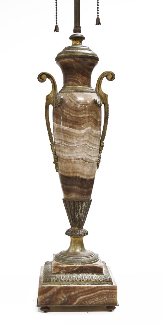 FRENCH BRONZE AND AGATE VASE-FORM TABLE LAMP. HEIGHT (1 of 1)
