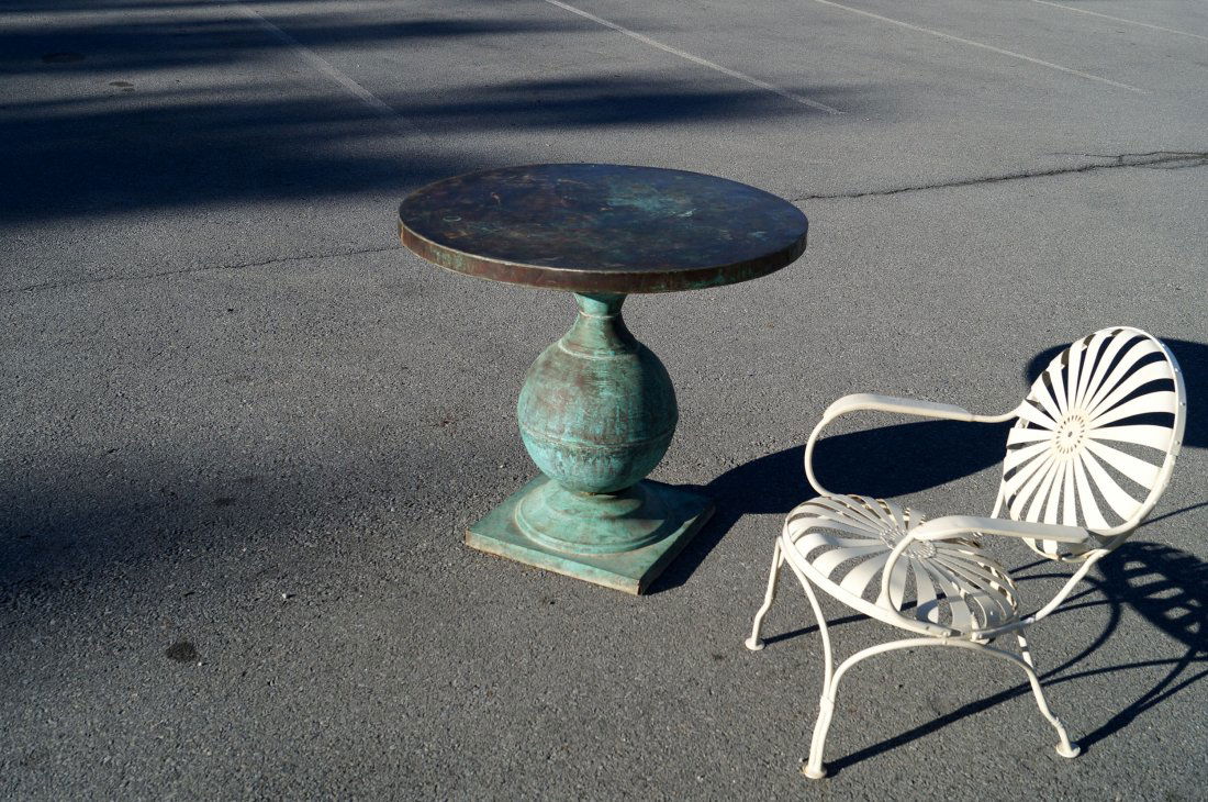 CONTINENTAL PATINATED COPPER GARDEN TABLE (1 of 3)