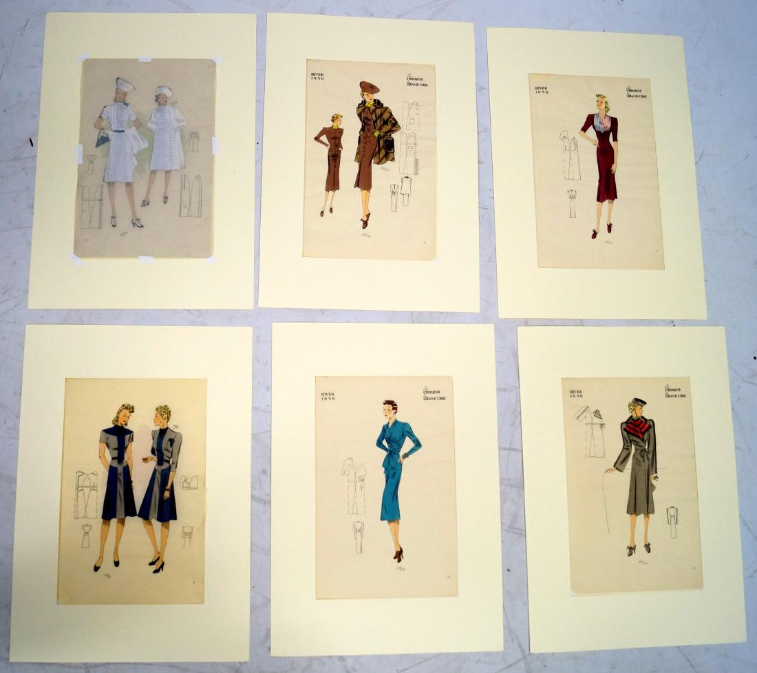 FRENCH SCHOOL (20TH CENTURY), LOT (6) INK AND (1 of 1)