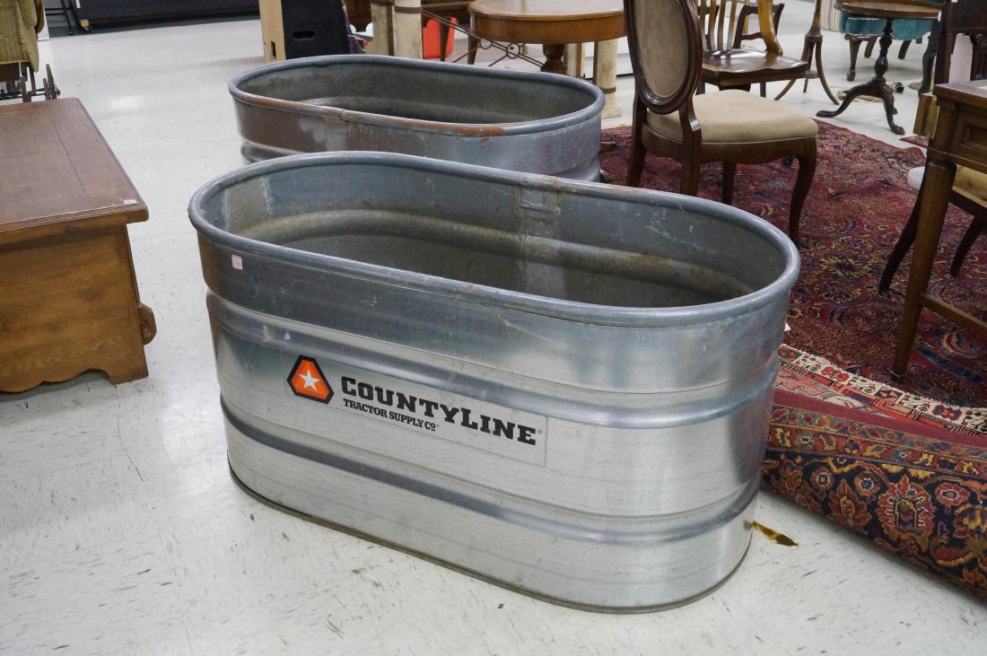 PAIR COUNTRYLINE TRACTOR SUPPLY GALVANIZED TUBS. HEIGHT