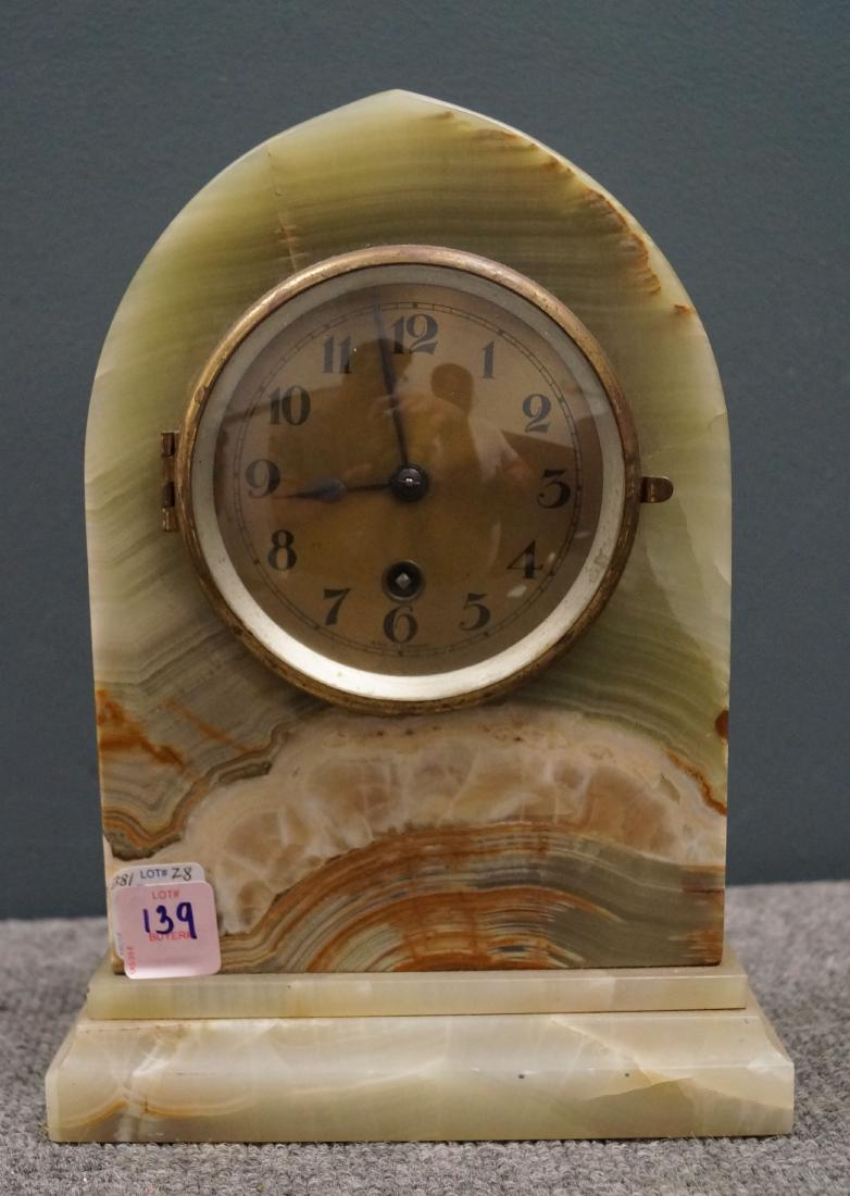 ART DECO ONYX SHELF CLOCK, SIGNED FRIEDLAENDER, (1 of 1)