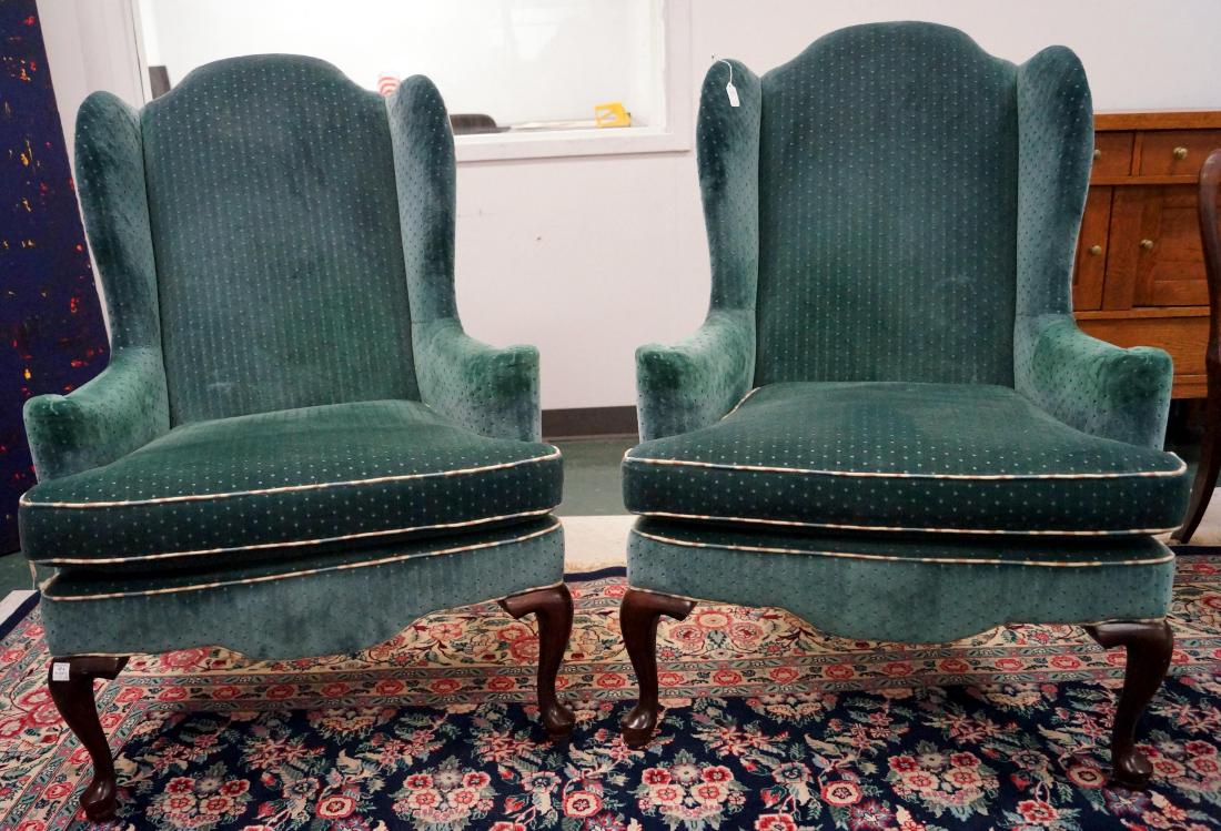 PAIR ETHAN ALLEN WING BACK ARMCHAIRS (1 of 1)
