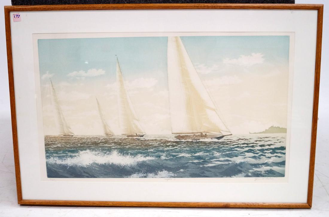 AMERICAN SCHOOL (20TH CENTURY), LITHOGRAPH, "REGATTA (1 of 1)