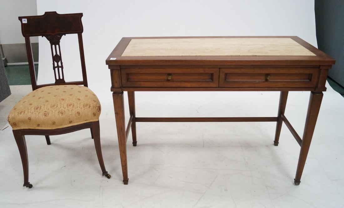 LOT (2) REGENCY STYLE CARVED MAHOGANY INSET MARBLE-TOP (1 of 1)