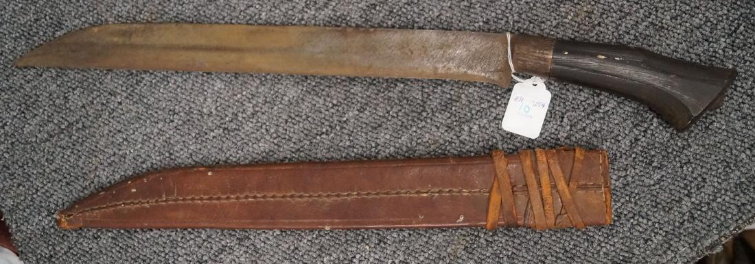 OCEANIC WOOD HANDLED KNIFE WITH SHEATH. LENGTH 22 1/2" (1 of 1)