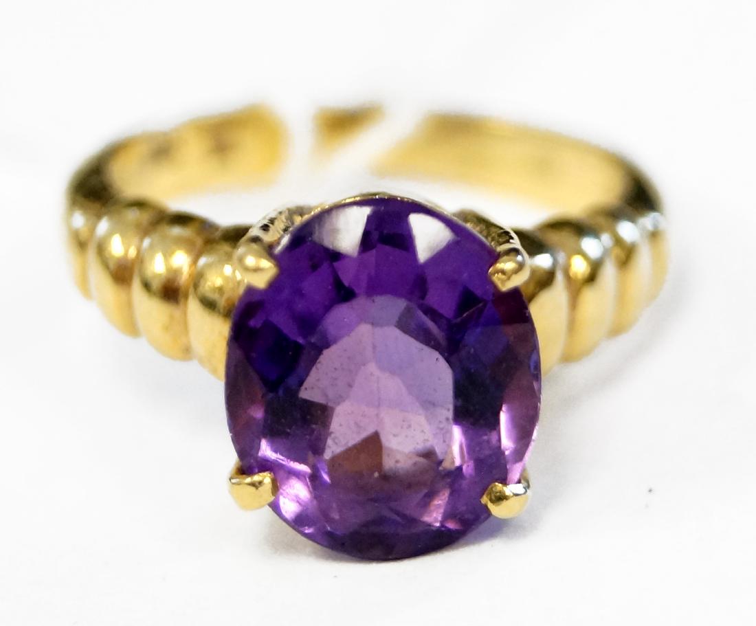 14K YELLOW GOLD AND 2.78 CT OVAL-CUT AMETHYST RING. (1 of 2)