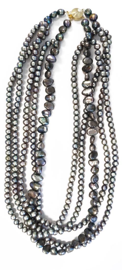 MULTI-STRAND BLACK CULTURED/ KESHI PEARL NECKLACE WITH (1 of 1)