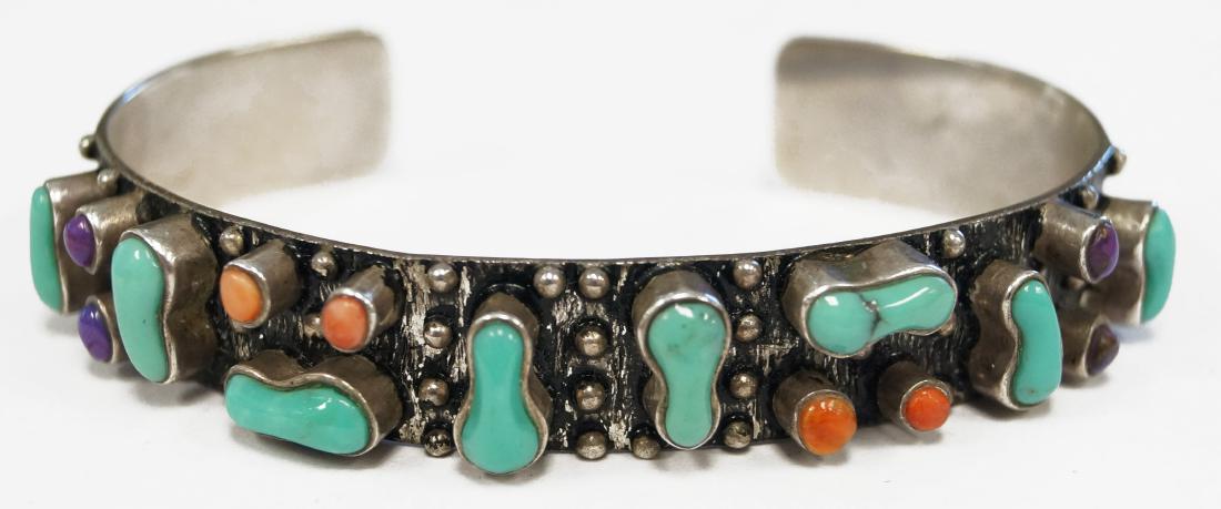 SOUTHWEST AMERICAN INDIAN 925 SILVER CUFF BRACELET WITH (1 of 1)