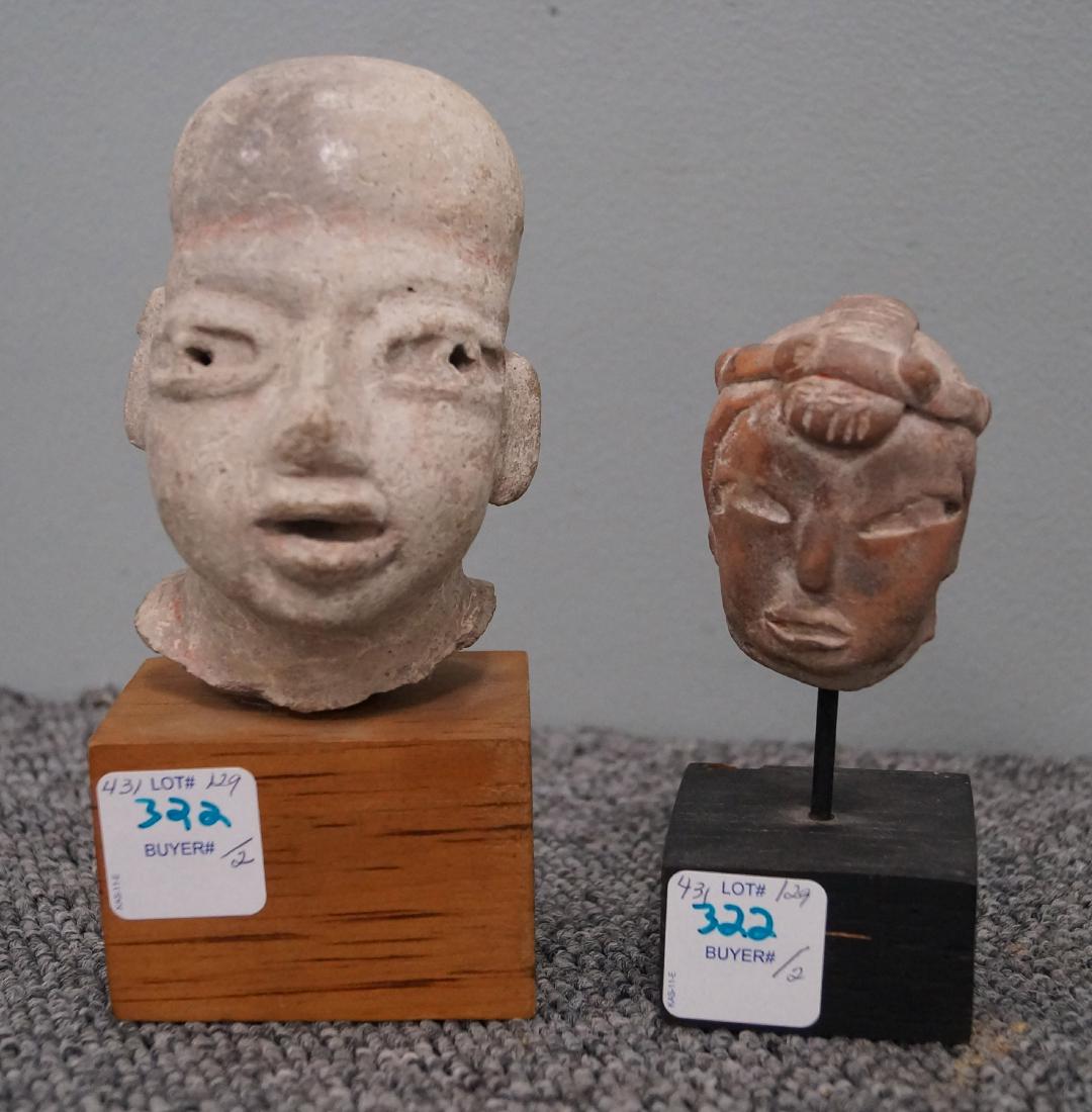 LOT (2) PRE-COLUMBIAN OLMEC TERRA-COTTA HEADS. HEIGHT 2 (1 of 1)