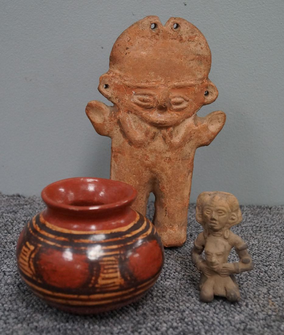 LOT (3) PRE-COLUMBIAN POTTERY INCLUDING CHANCAY FIGURE, (1 of 1)