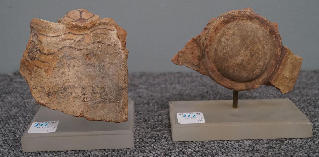 LOT (2) ETRUSCAN PAINTED TERRA COTTA FRAGMENTS, C. 700 (1 of 1)