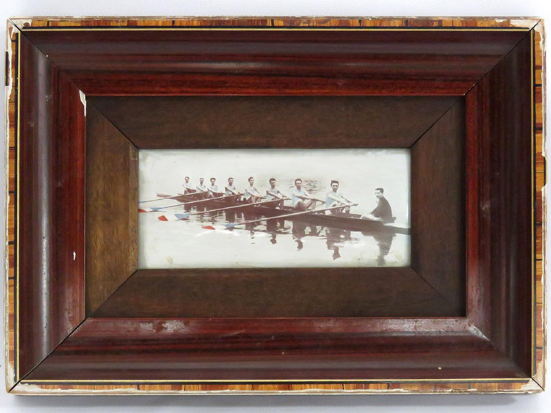 HAND COLORED PHOTOGRAPH PRINTED ON MILK GLASS OF AN 8 (1 of 4)