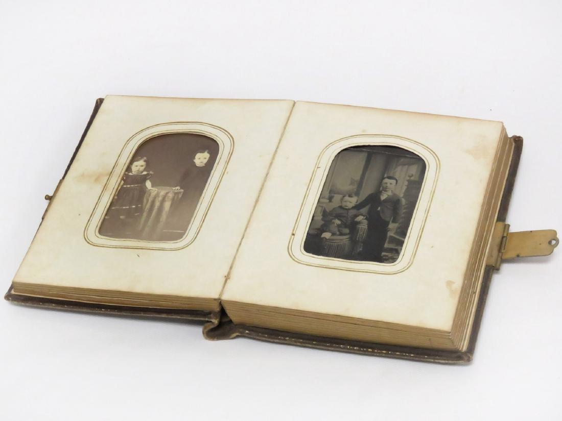 VICTORIAN LEATHER CDV ALBUM INCLUDING TINTYPES, 19TH (1 of 9)