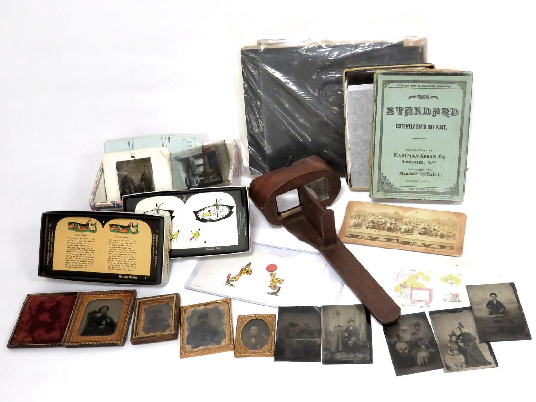 LOT VINTAGE PHOTOGRAPHY INCLUDING TIN TYPES, GLASS (1 of 9)