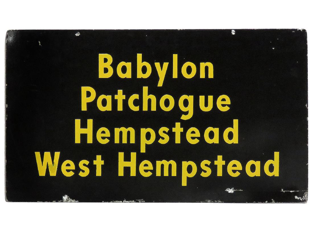 VINTAGE LIRR STEEL DOUBLE-SIDED STATION SIGN. 17 X 31" (1 of 5)