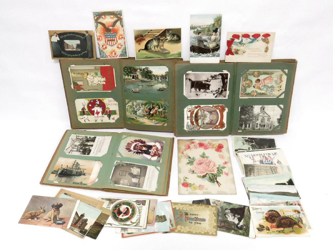 LOT (3) POSTCARD ALBUMS WITH EXTRA LOOSE POSTCARDS (1 of 4)
