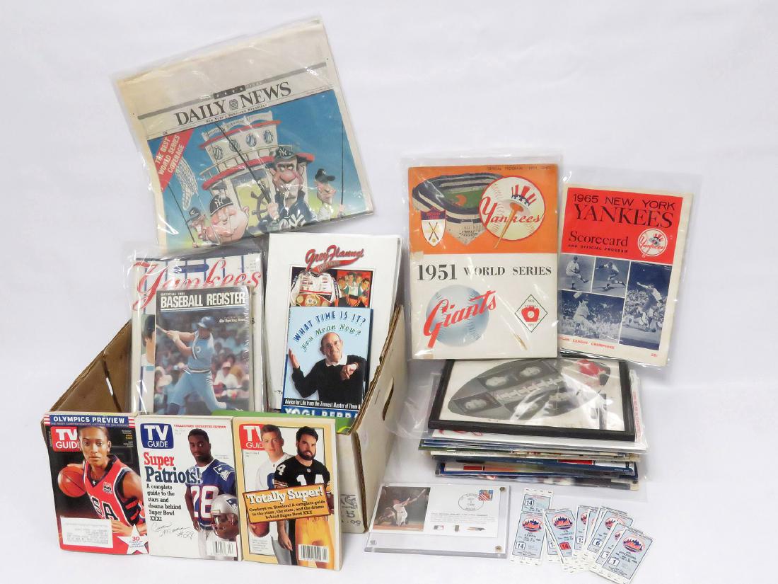 LOT ASSORTED SPORT EPHEMERA BASEBALL, FOOTBALL, (1 of 3)