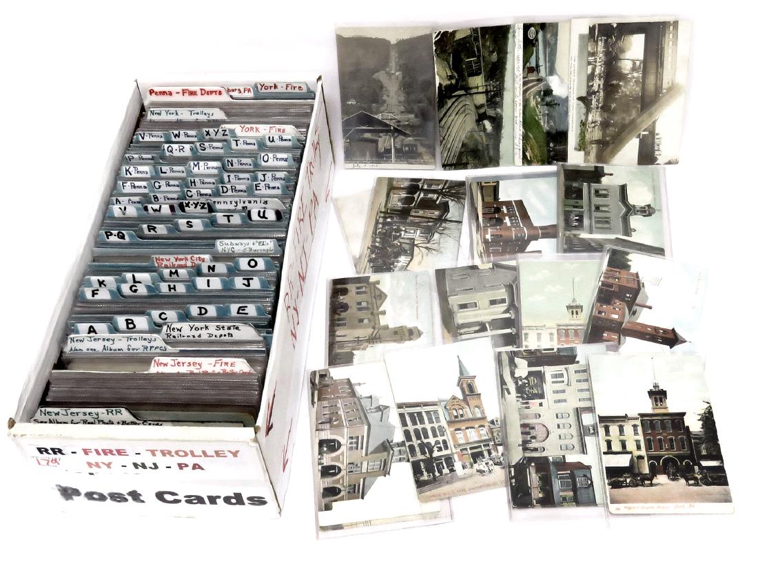 BOX LOT VINTAGE POSTCARDS INCLUDING RR, FIRE (1 of 4)