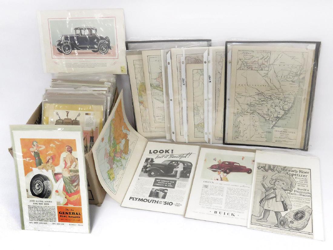 LOT INCLUDING ASSORTED VINTAGE ADVERTISING, MAPS, ETC (1 of 3)