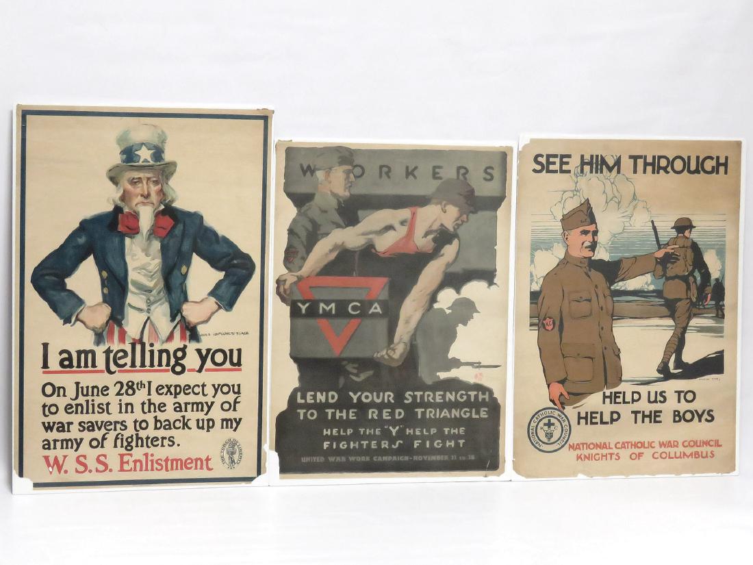 LOT (3) ASSORTED WWI LITHOGRAPHIC POSTERS INCLUDING (1 of 4)