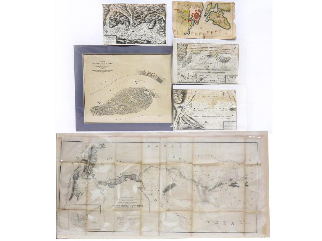LOT (6) ASSORTED ENGRAVED MILITARY MAPS INCLUDING FT. (1 of 8)