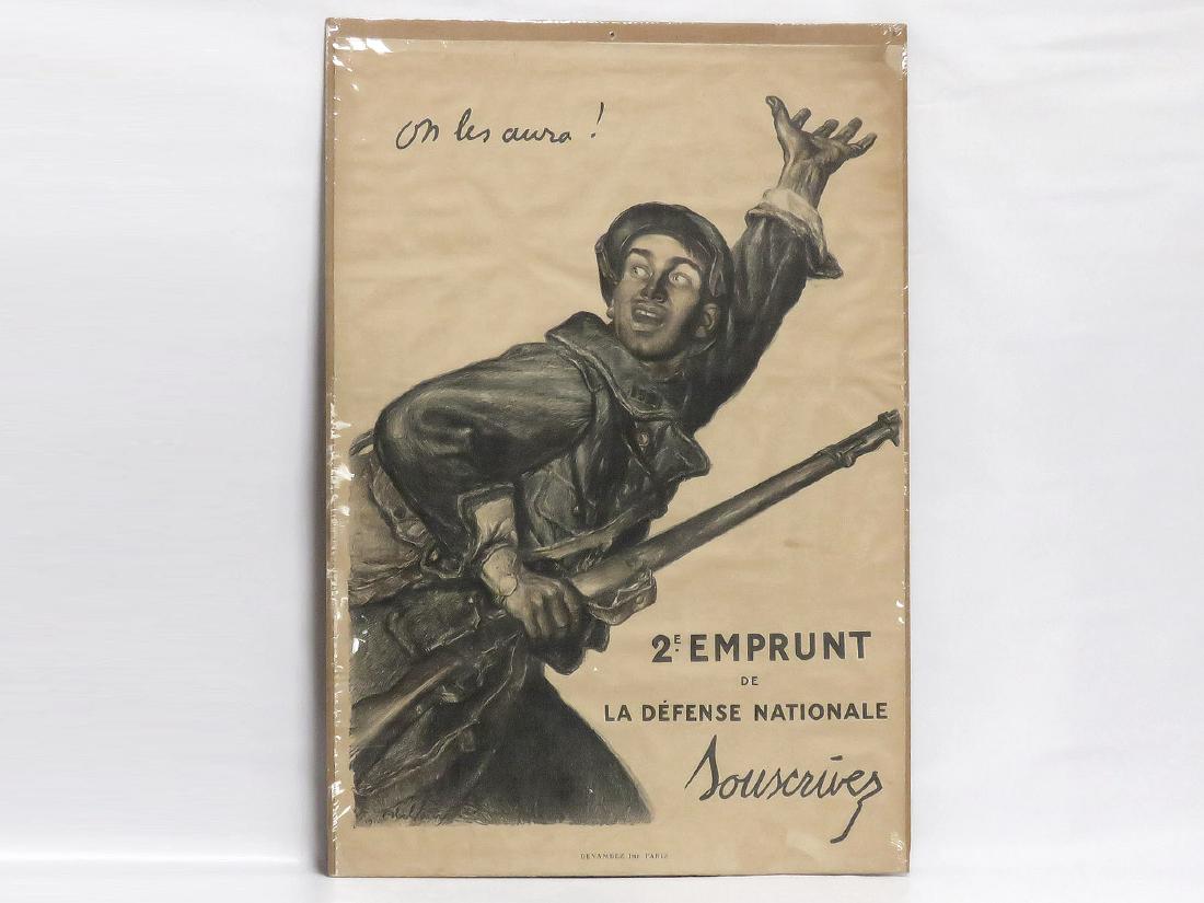 FRENCH WWI LITHOGRAPHIC POSTER, "LETS GO GET THEM", 2ND (1 of 2)