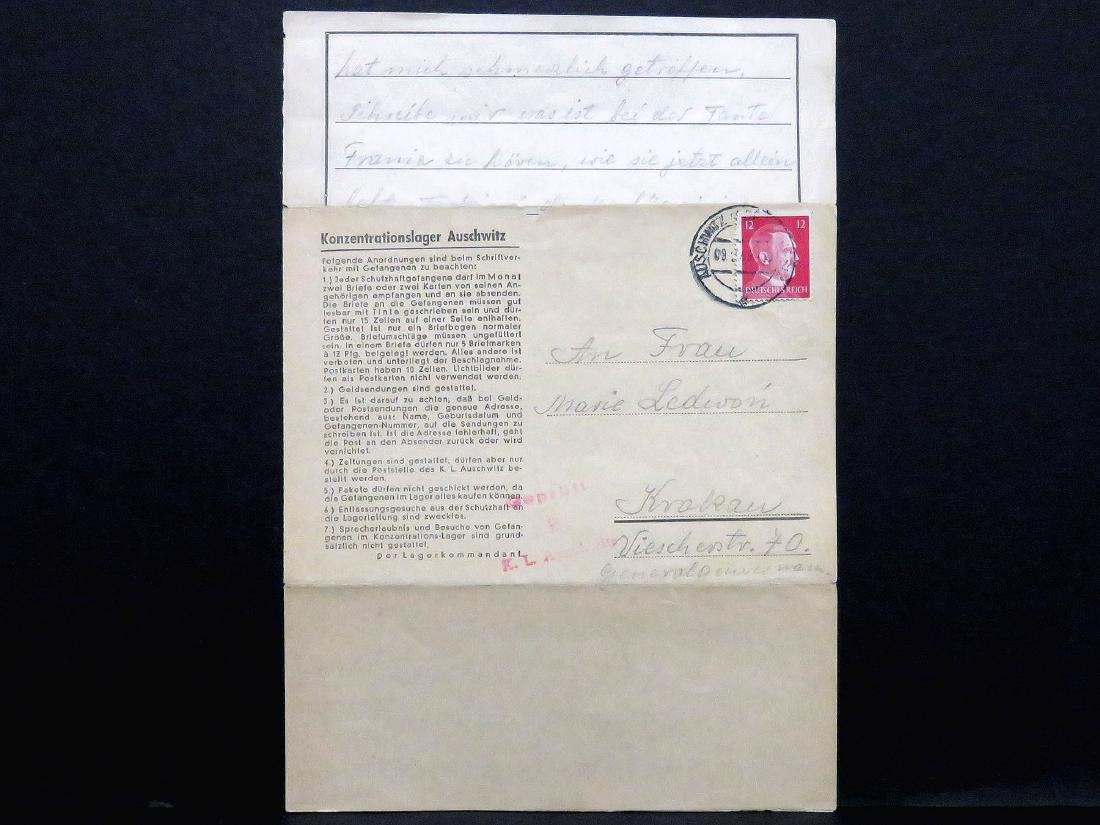 HOLOCAUST-LETTER SENT FROM CONCENTRATION CAMP (1 of 4)