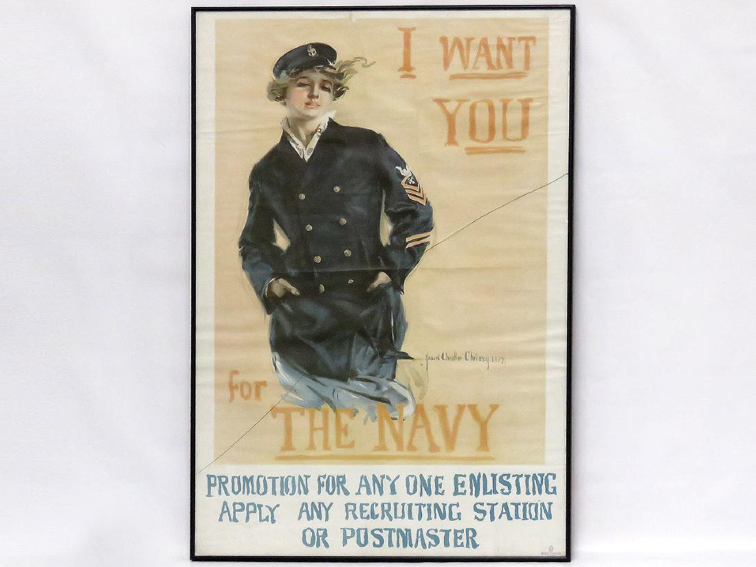 US WWI LITHOGRAPHIC POSTER, "I WANT YOU FOR THE NAVY", (1 of 6)