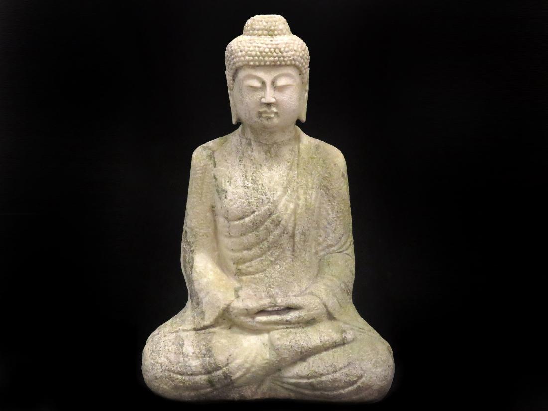 SOUTH CHINA CARVED MARBLE SEATED BUDDHA. HEIGHT 29" (1 of 4)