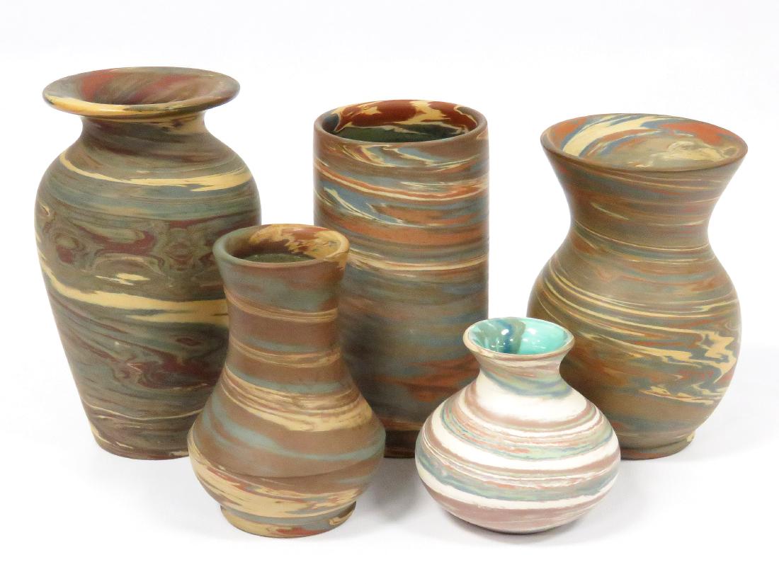 LOT (5) AGATE WARE INCLUDING (4) VINTAGE NILOAK POTTERY (1 of 7)